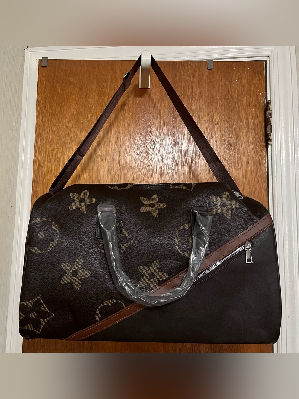 Source Unknown Brown Monogram Duffel Bag with Dark Brown Trim